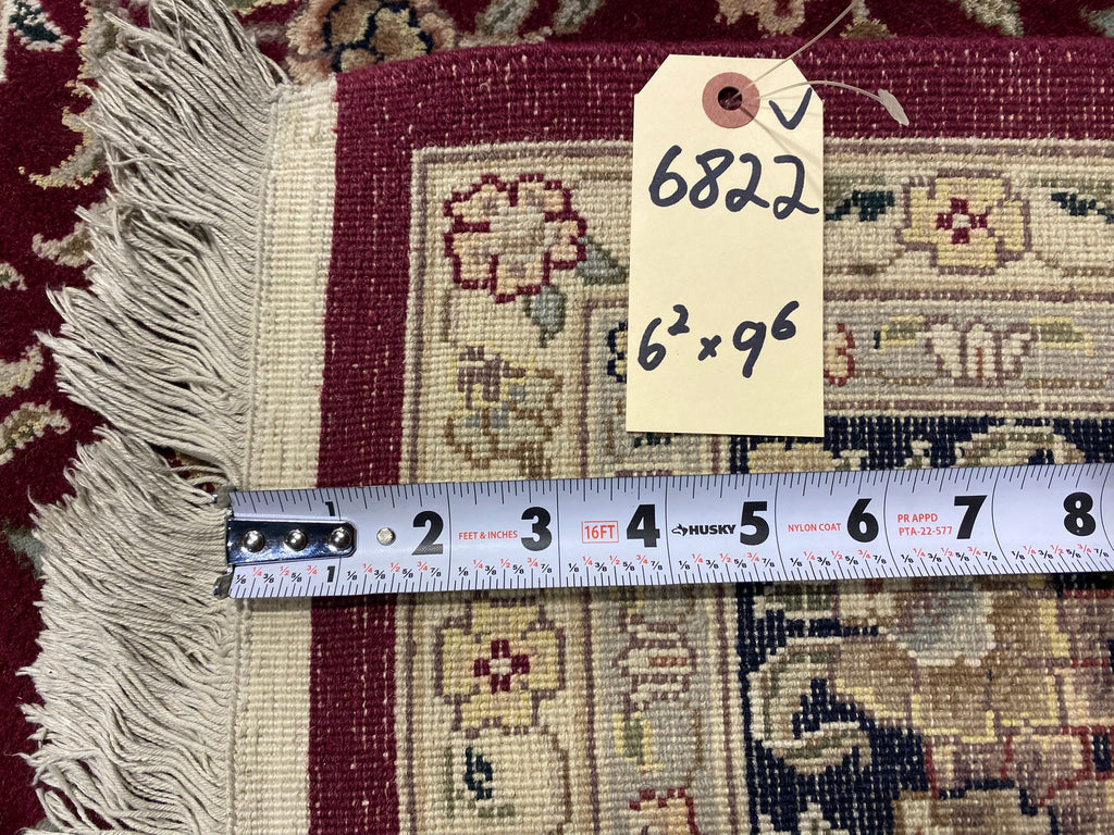 6.2 x 9.6 Quality Handmade Wool and Silk Rug BURGUNDY #F-6822