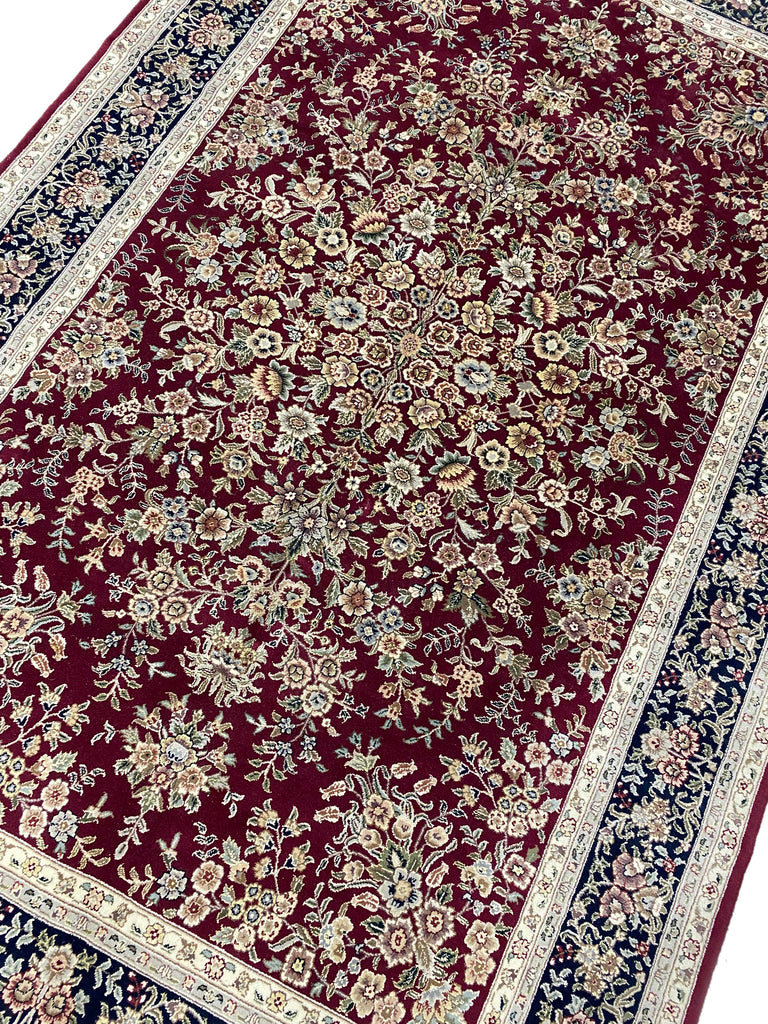 6.2 x 9.6 Quality Handmade Wool and Silk Rug BURGUNDY #F-6822