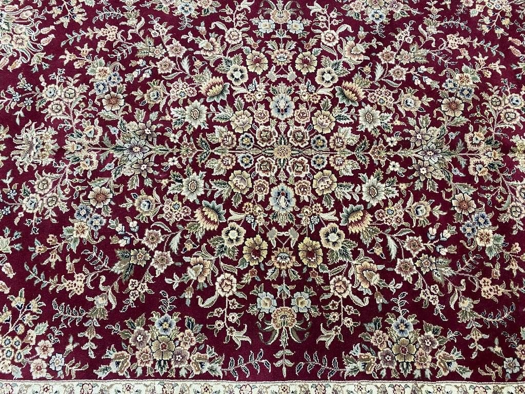 6.2 x 9.6 Quality Handmade Wool and Silk Rug BURGUNDY #F-6822