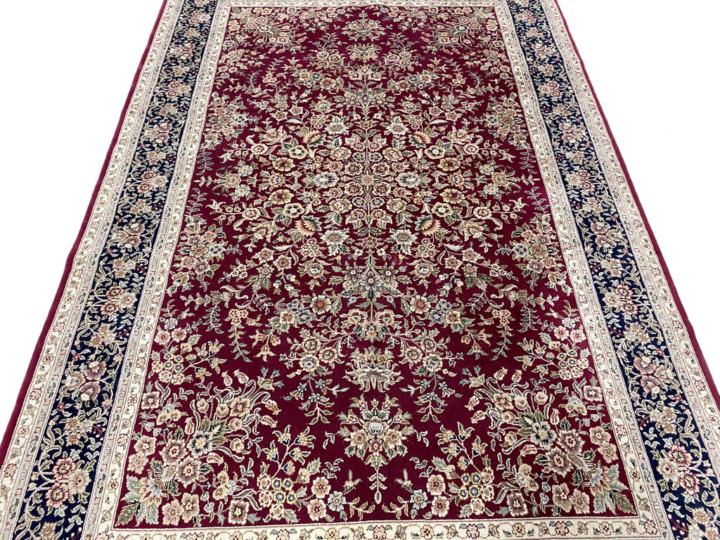 6.2 x 9.6 Quality Handmade Wool and Silk Rug BURGUNDY #F-6822