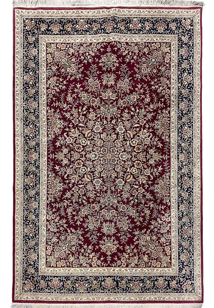 6.2 x 9.6 Quality Handmade Wool and Silk Rug BURGUNDY #F-6822