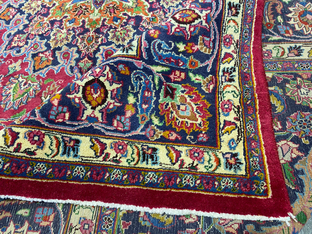 9.5 x 12.3 Semi-Antique Persian Mashhad Rug #F-6824