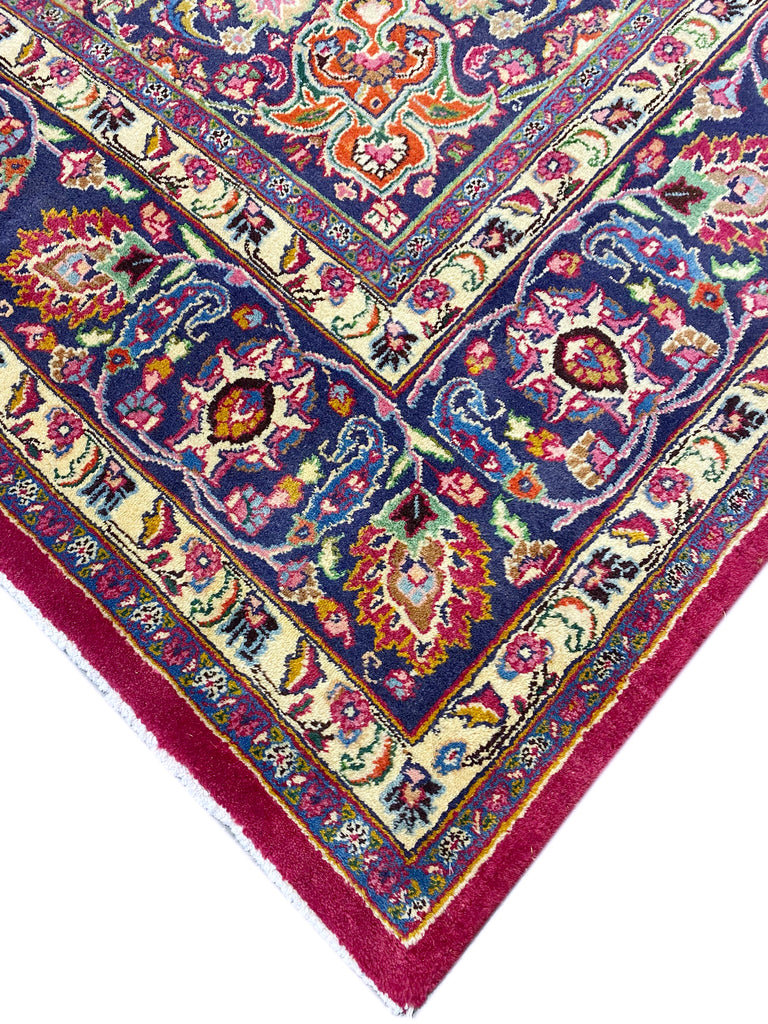 9.5 x 12.3 Semi-Antique Persian Mashhad Rug #F-6824