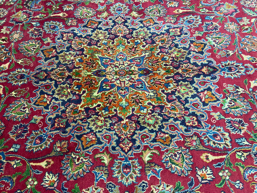 9.5 x 12.3 Semi-Antique Persian Mashhad Rug #F-6824
