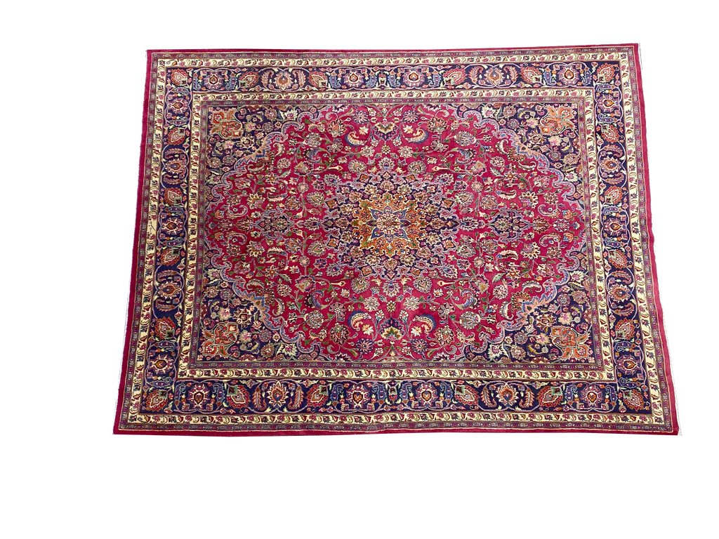 9.5 x 12.3 Semi-Antique Persian Mashhad Rug #F-6824