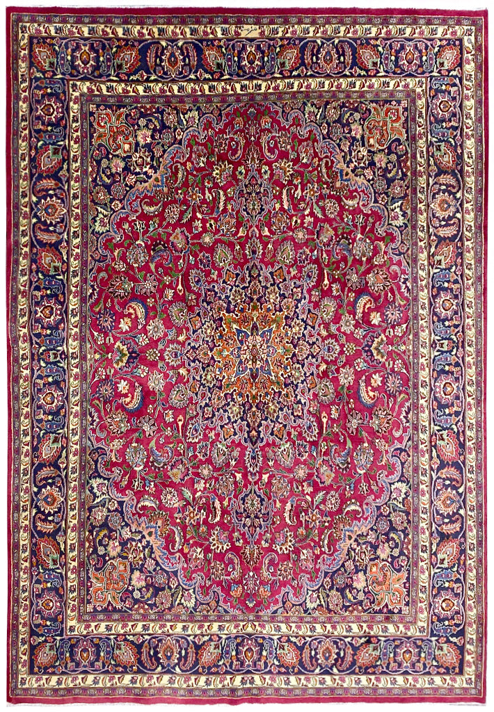 9.5 x 12.3 Semi-Antique Persian Mashhad Rug #F-6824