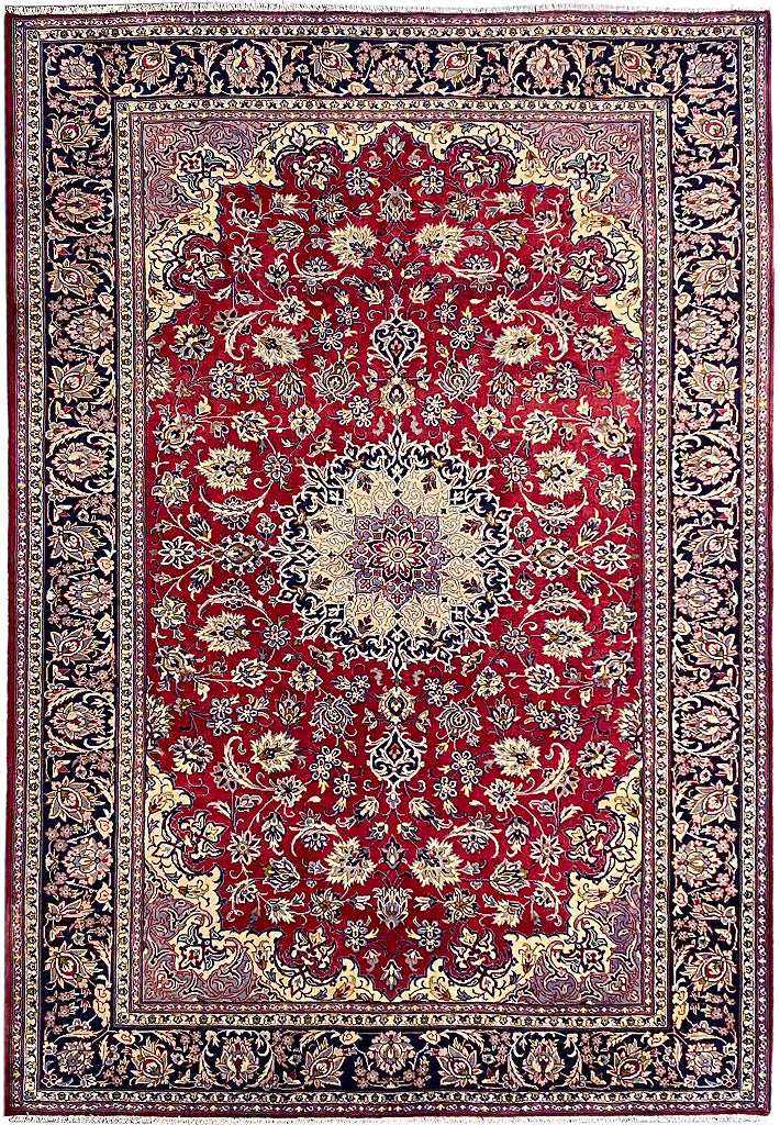 8.2 x 11.9 Semi-Antique Persian Esfahan Wool Rug #F-6827