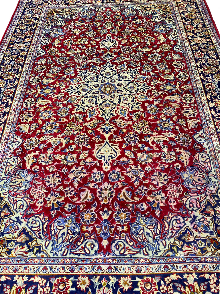 8.2 x 12.8 Genuine Persian Handmade Esfahan Wool Rug #F-6828