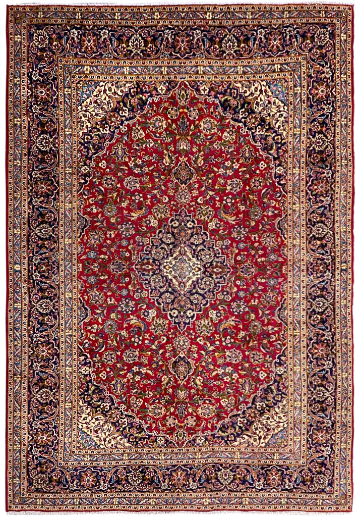 9.7 x 10.8 Squarish Size genuine Persian Kashan Rug #F-6829