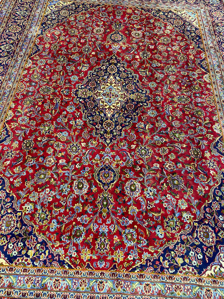 9.8 x 13.2 Authentic Persian Kashan Rug Traditional Carpet Iran #F-6830