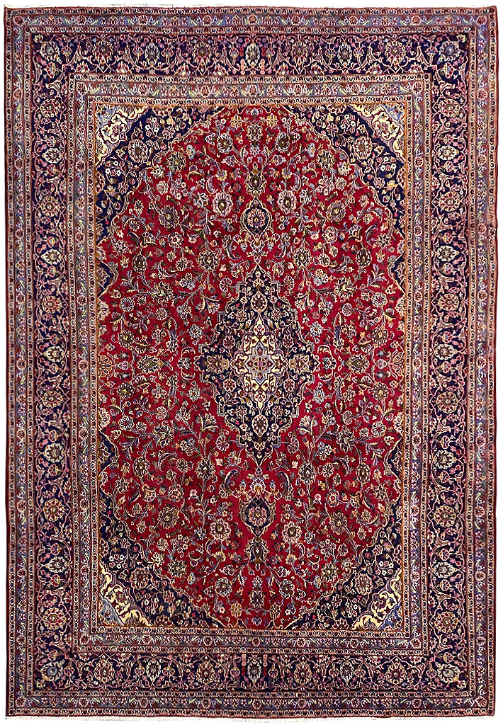 9.8 x 13.2 Authentic Persian Kashan Rug Traditional Carpet Iran #F-6830