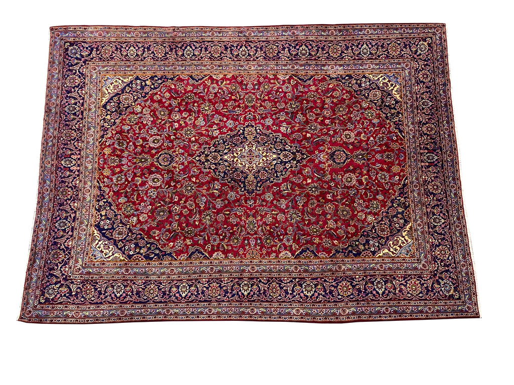 9.8 x 13.2 Authentic Persian Kashan Rug Traditional Carpet Iran #F-6830