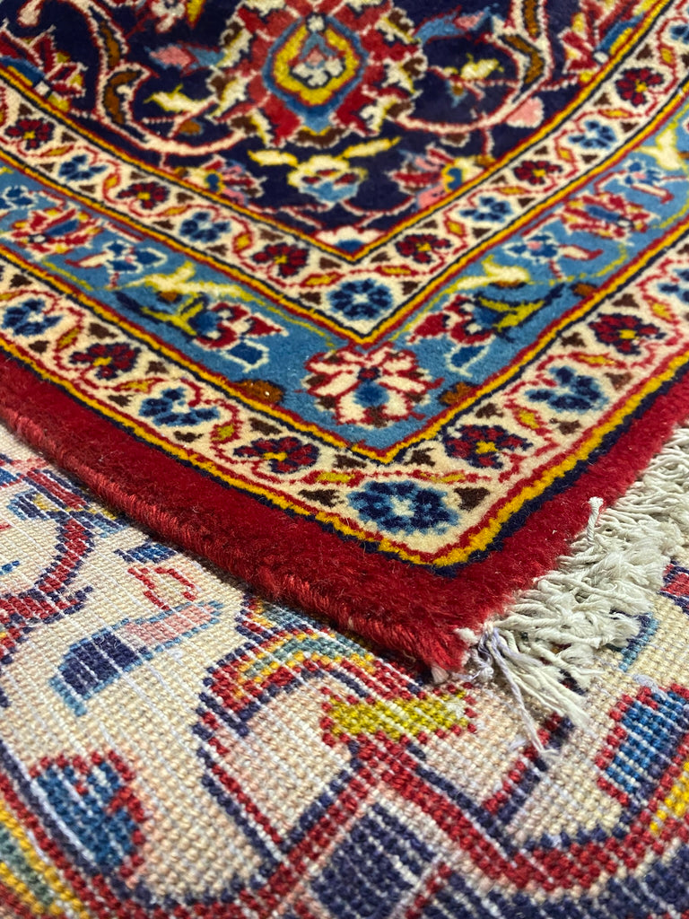 9.8 x 14.6 Genuine Persian Kashan Rug Traditional Red Blue #F-6832