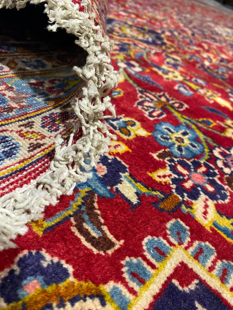 9.8 x 14.6 Genuine Persian Kashan Rug Traditional Red Blue #F-6832