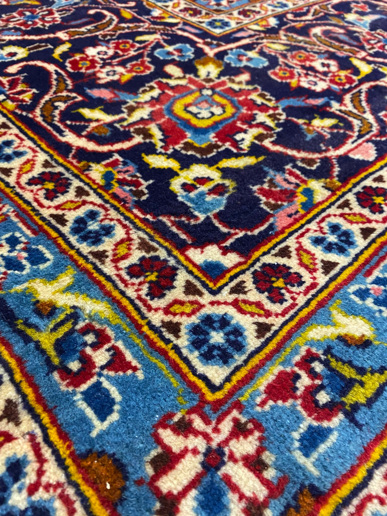 9.8 x 14.6 Genuine Persian Kashan Rug Traditional Red Blue #F-6832