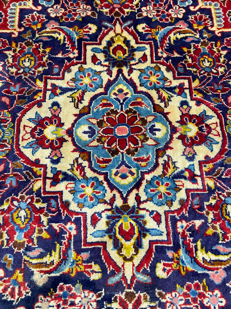 9.8 x 14.6 Genuine Persian Kashan Rug Traditional Red Blue #F-6832