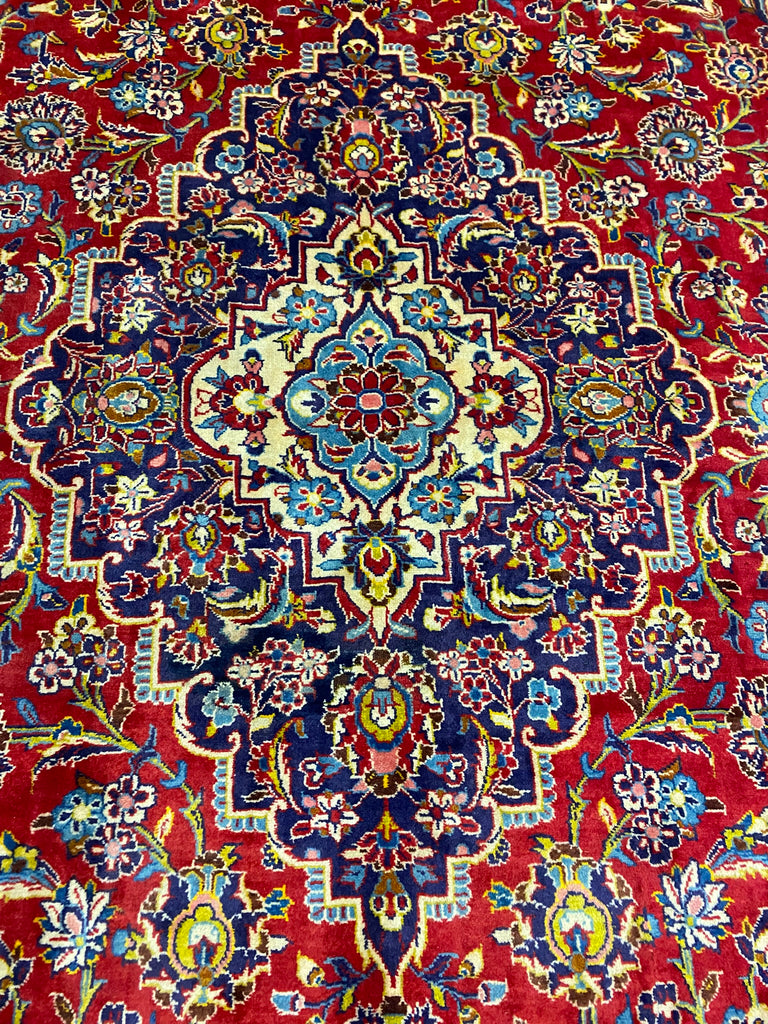 9.8 x 14.6 Genuine Persian Kashan Rug Traditional Red Blue #F-6832