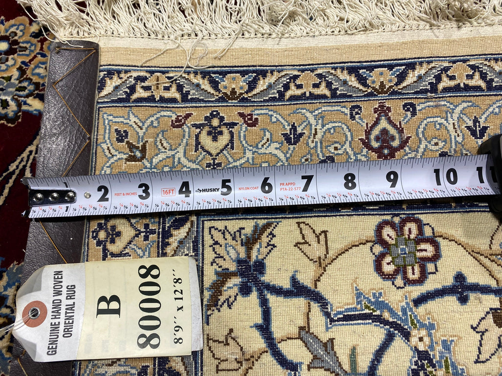 8.9 x 12.8 Super Fine Authentic Persian Nain Rug #B-80008