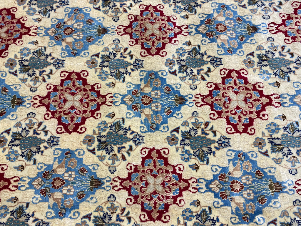 5.2 x 8.7 Fine Persian Nain Rug Wool and Silk Geometric #PIX-15878