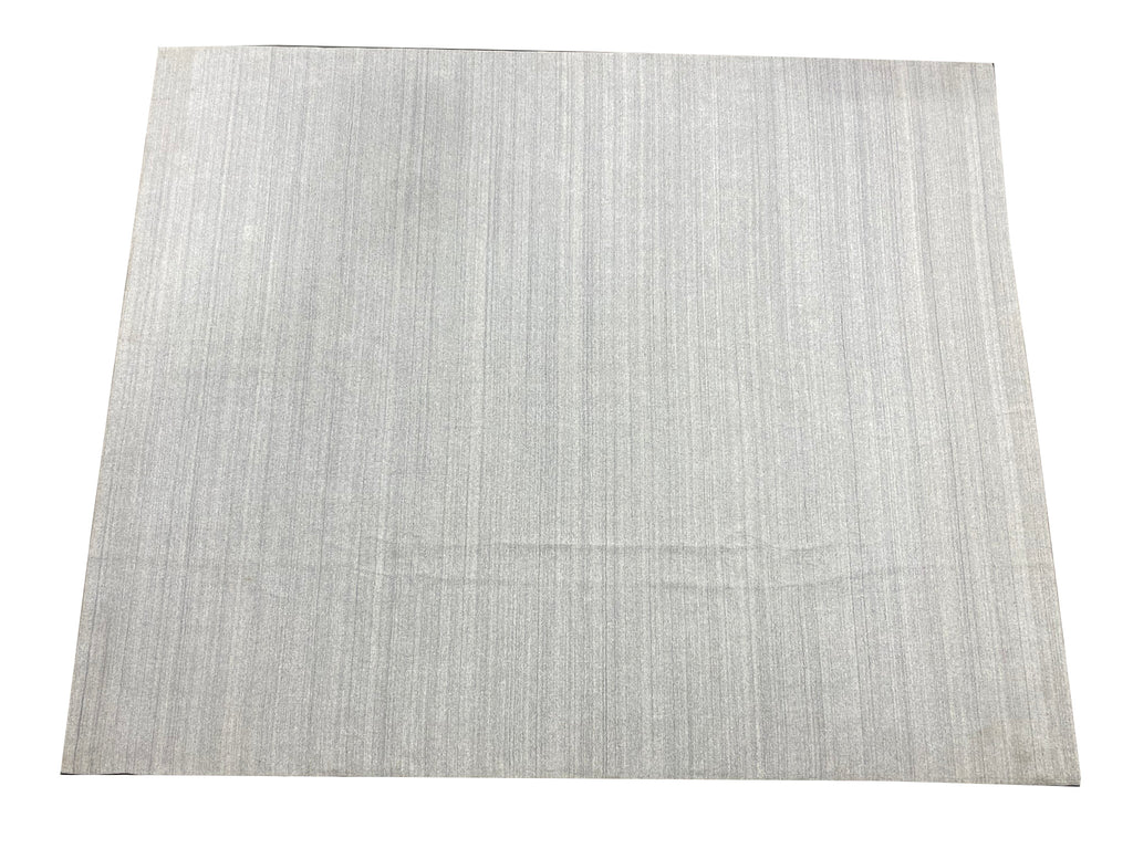12.6 x 15.1 Plain Solid Color Handmade Wool Contemporary Rug  GRAY #F-6844