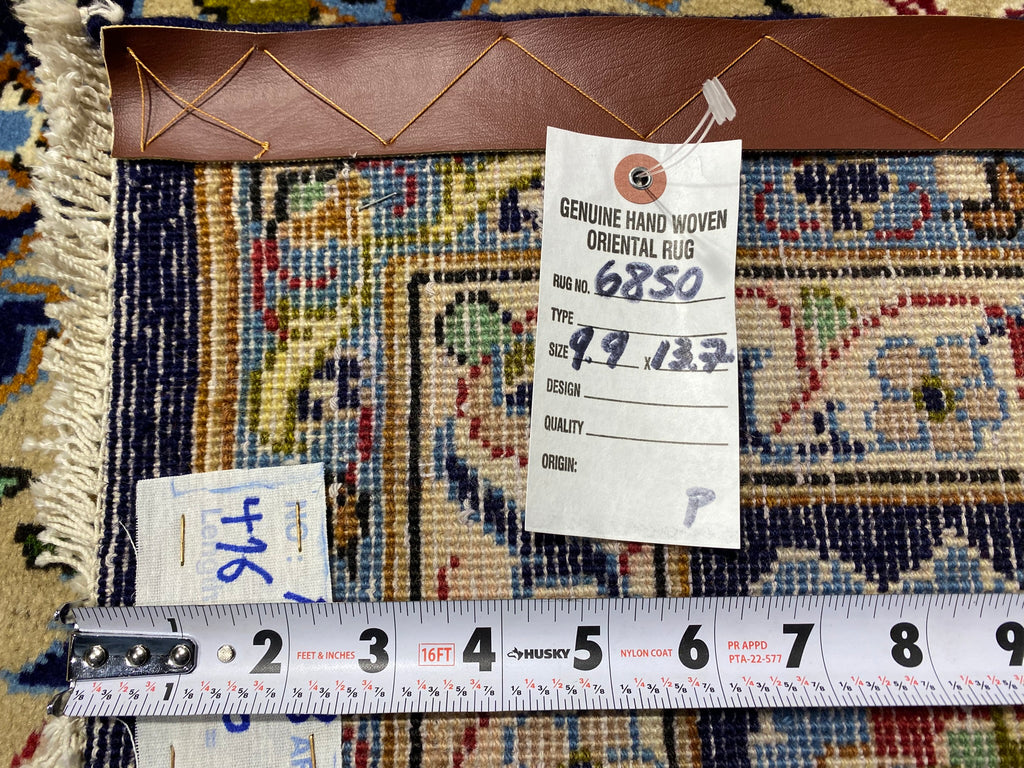 9.9 x 13.7 Persian Esfahan Najafabad Wool Rug  BLUE #F-6850