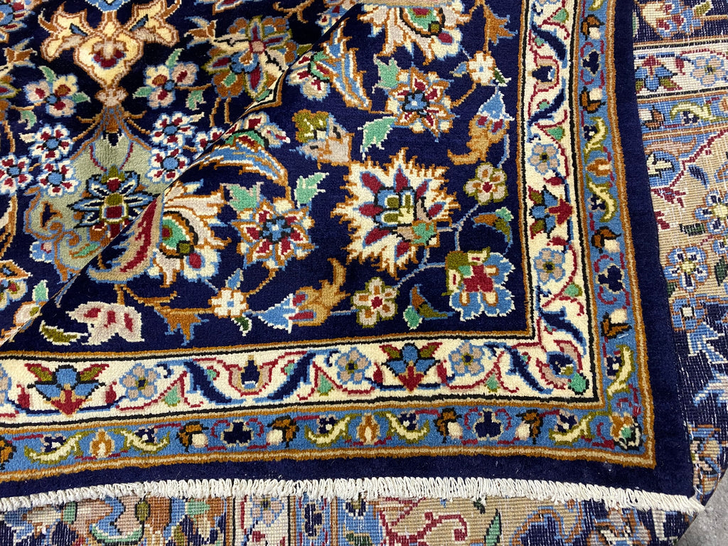 9.9 x 13.7 Persian Esfahan Najafabad Wool Rug  BLUE #F-6850