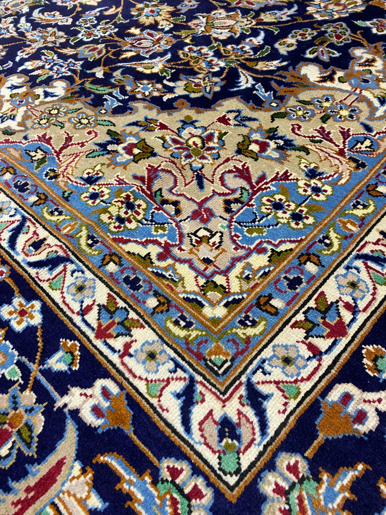 9.9 x 13.7 Persian Esfahan Najafabad Wool Rug  BLUE #F-6850