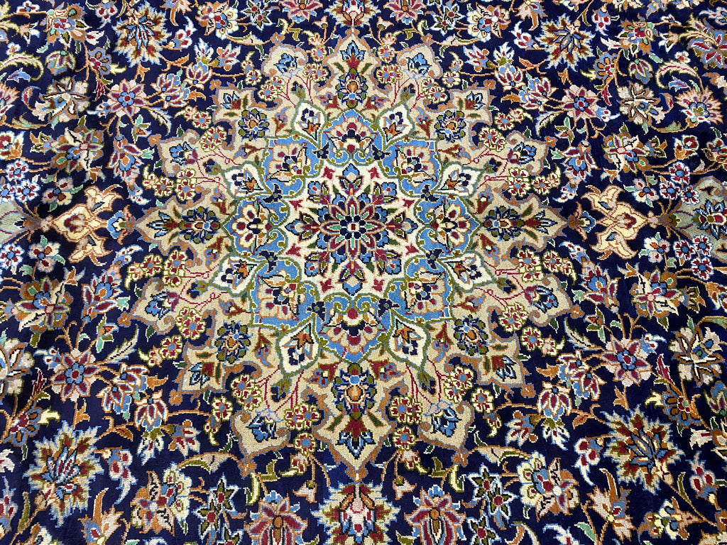 9.9 x 13.7 Persian Esfahan Najafabad Wool Rug  BLUE #F-6850