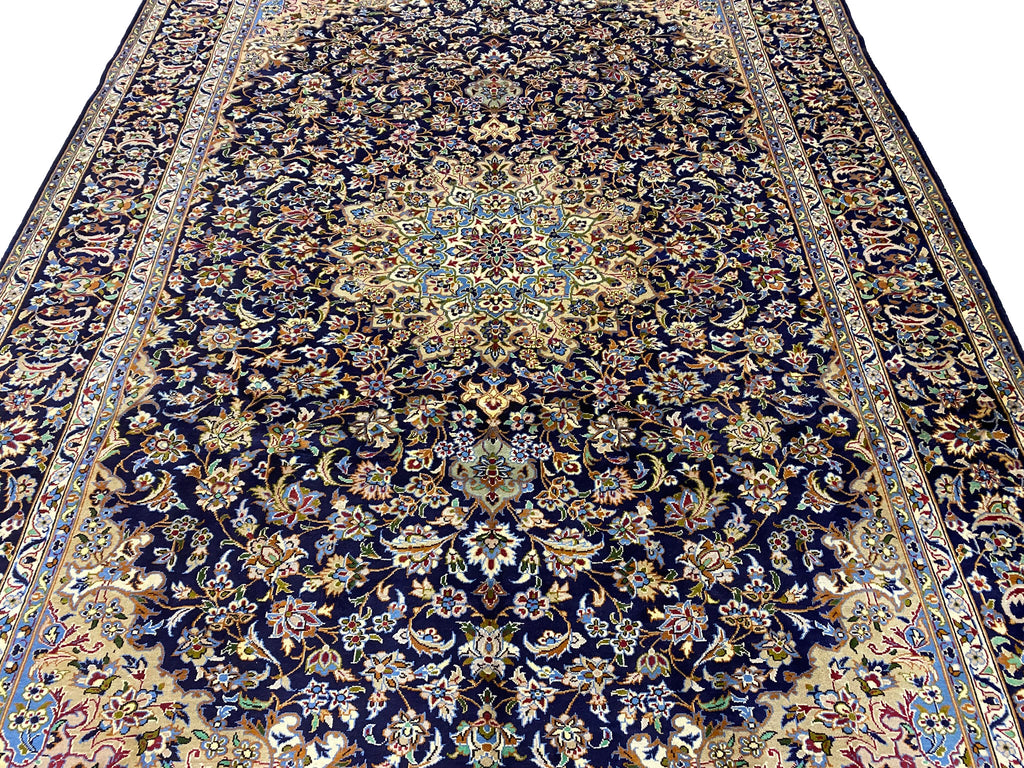 9.9 x 13.7 Persian Esfahan Najafabad Wool Rug  BLUE #F-6850