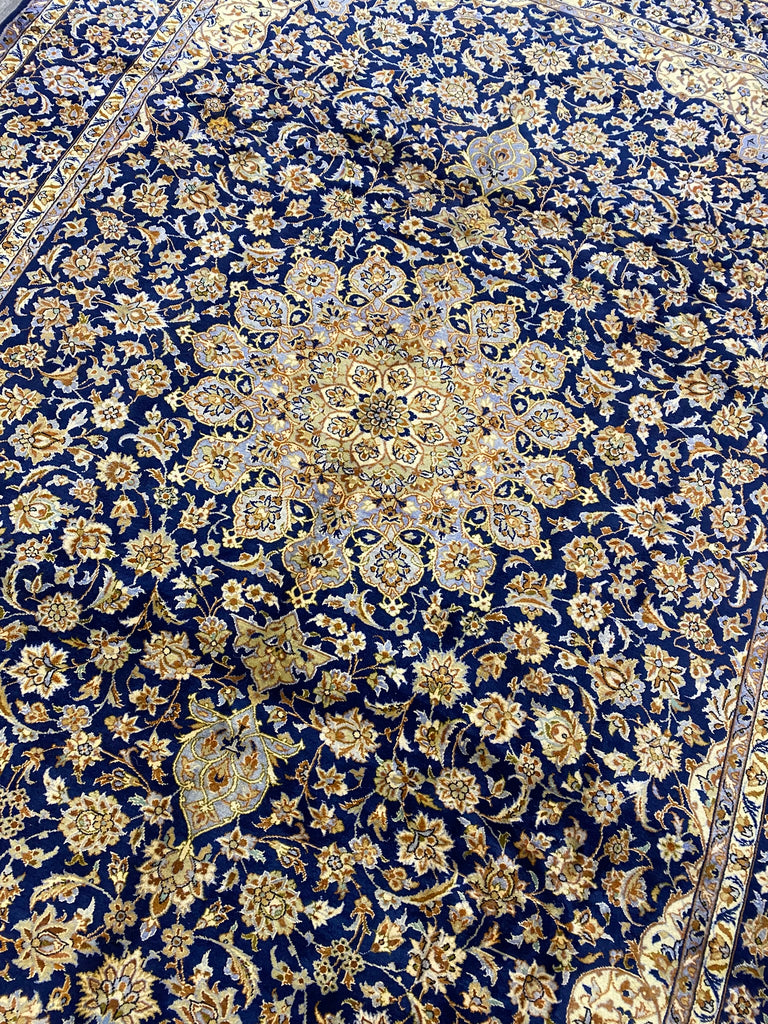 9.10 x 13.10 Persian Wool Esfahan Blue Rug SALE #F-6851