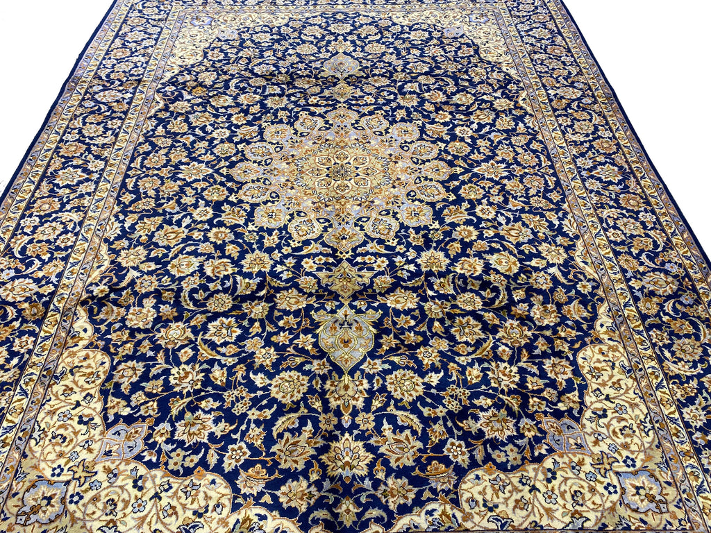 9.10 x 13.10 Persian Wool Esfahan Blue Rug SALE #F-6851