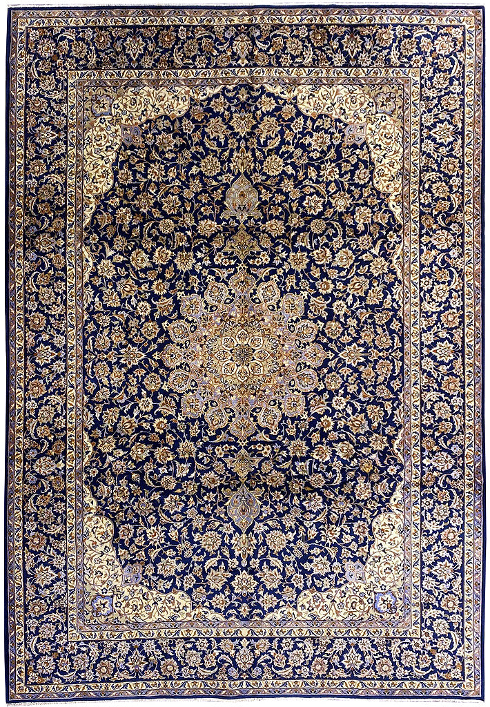 9.10 x 13.10 Persian Wool Esfahan Blue Rug SALE #F-6851
