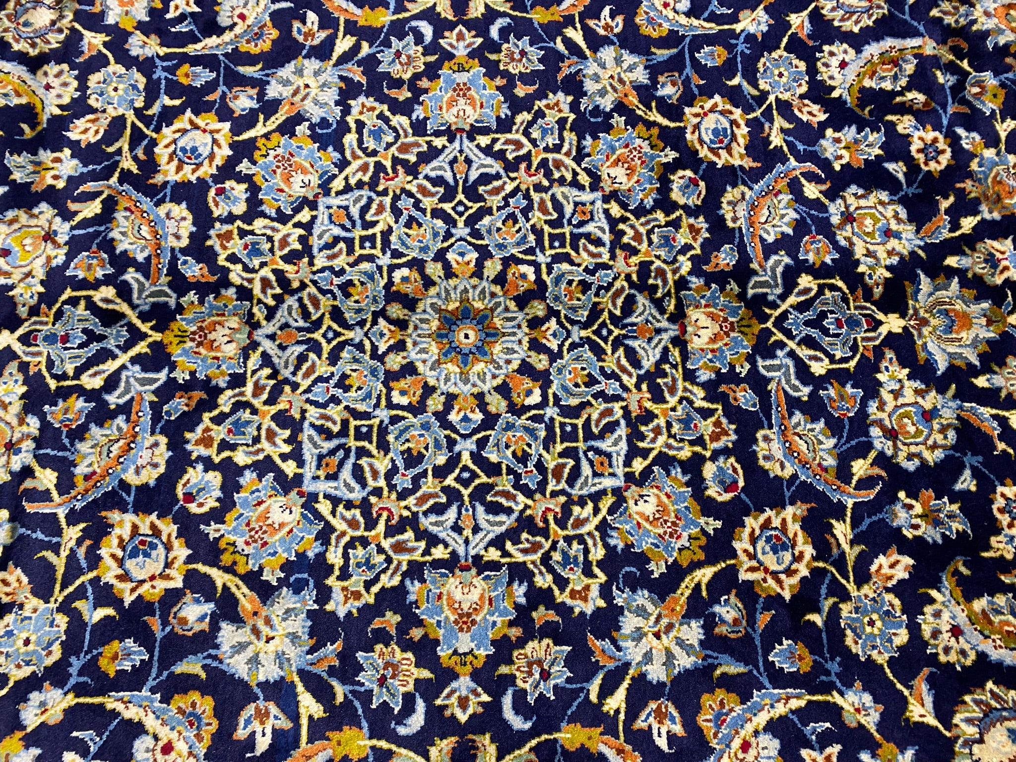 Kashan Blue Rug 9 x 13 SIGNED Persian Kashan rug BLUE #F-6852 – Bestrugplace