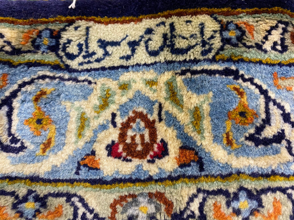 9.2 x 13 SIGNED Persian Kashan rug BLUE   BIG SALE  #F-6852