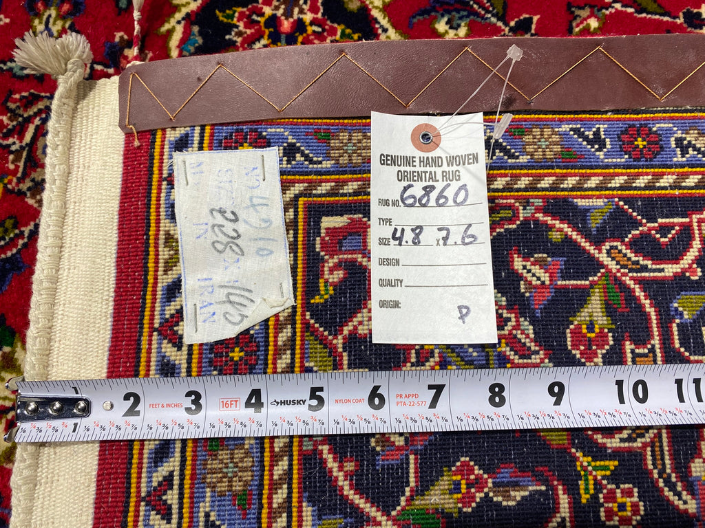 4.8 x 7.6 SIGNED High Quality Persian Kashan Shadsar Rug  #F-6860