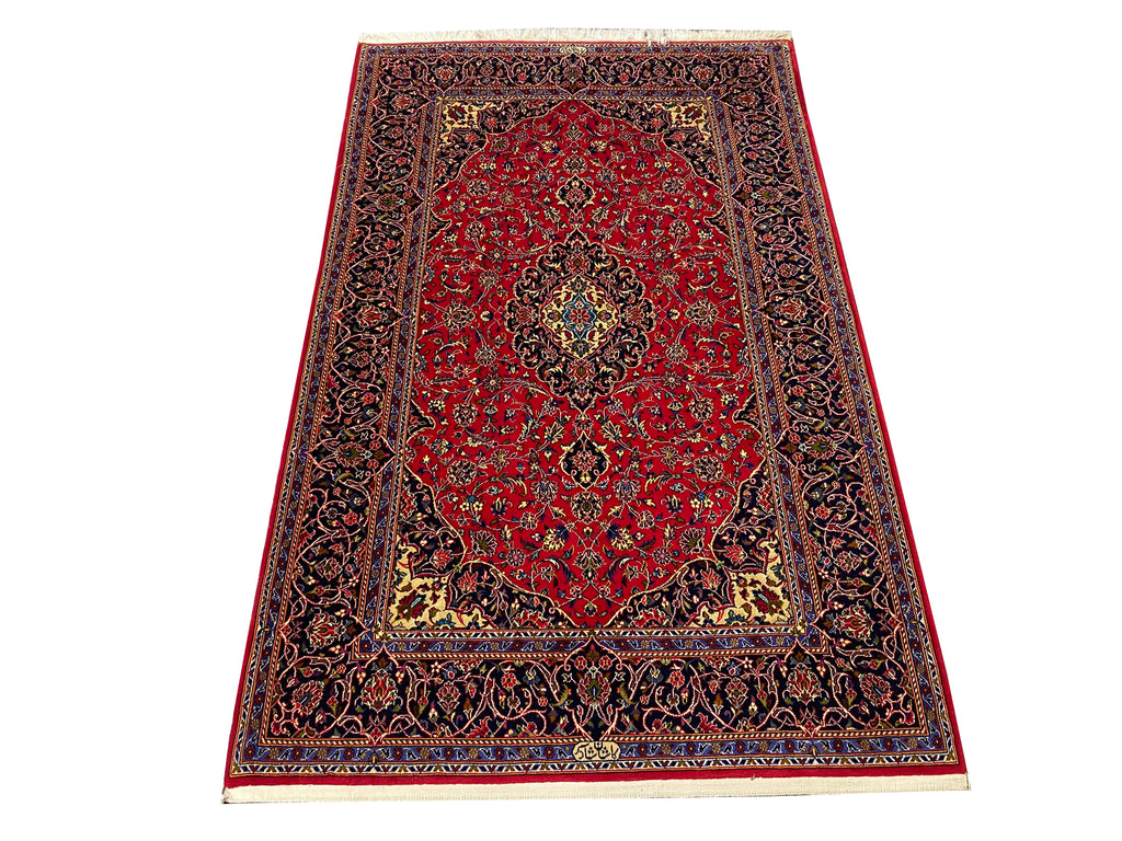 4.8 x 7.6 SIGNED High Quality Persian Kashan Shadsar Rug  #F-6860