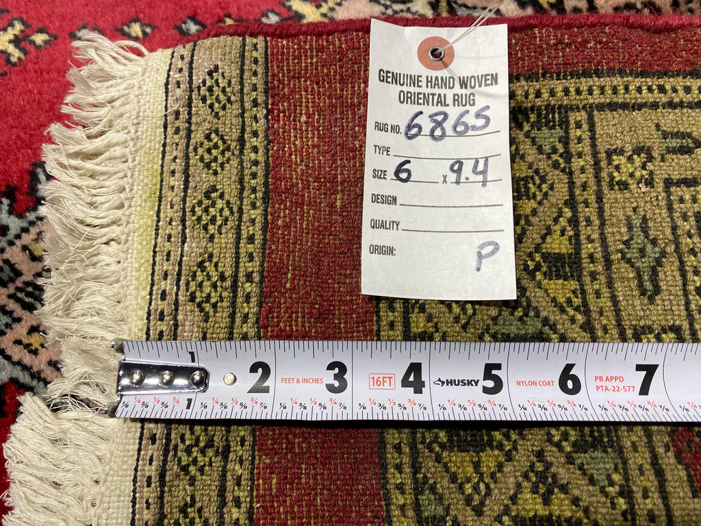 6 x 9.4 Handmade Pakistan Jaldar Bokara Wool Rug  #F-6865