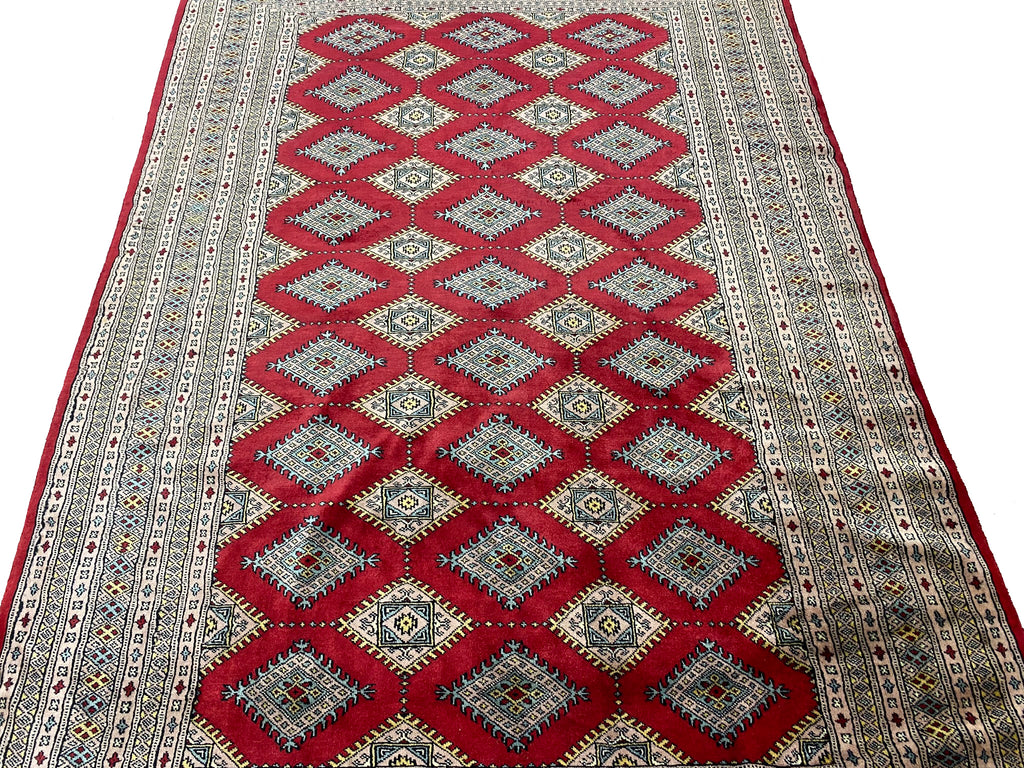 6 x 9.4 Handmade Pakistan Jaldar Bokara Wool Rug  #F-6865
