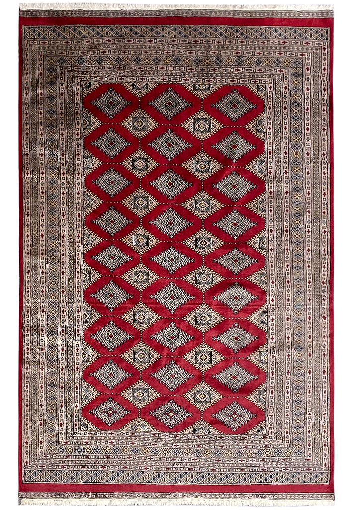 6 x 9.4 Handmade Pakistan Jaldar Bokara Wool Rug  #F-6865