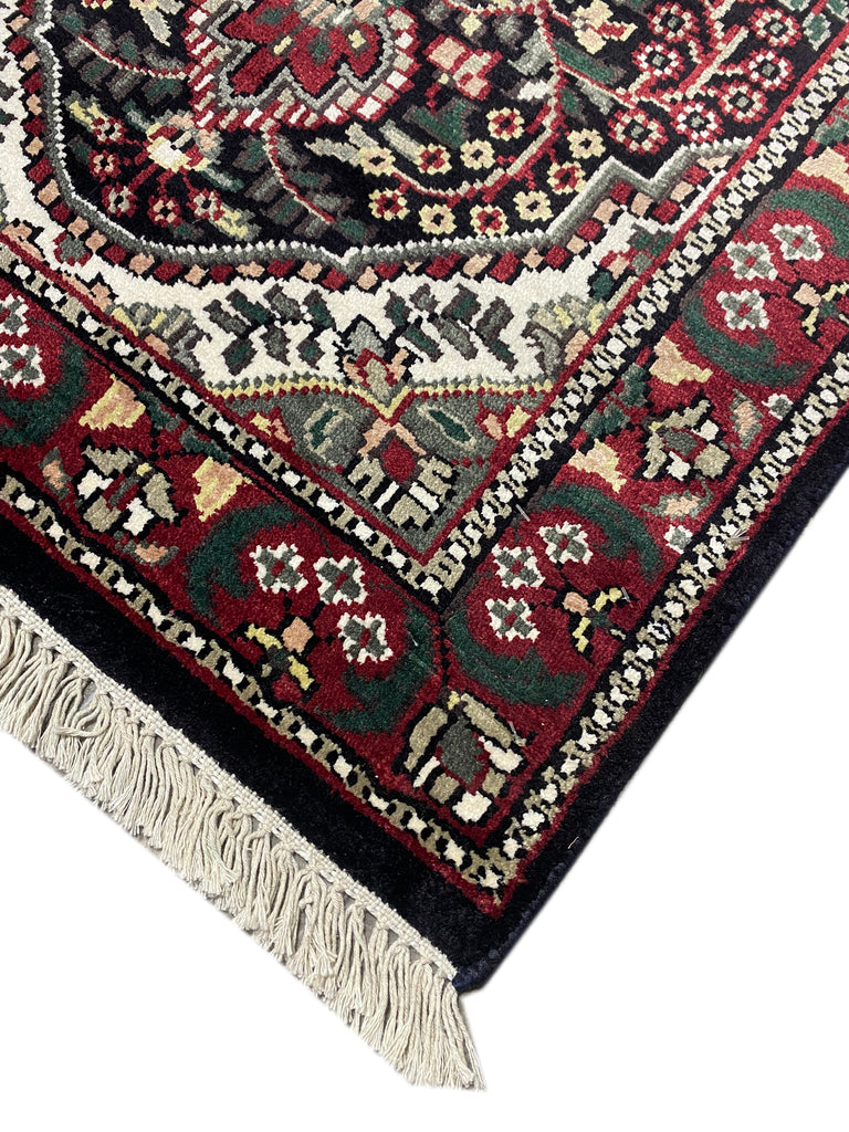 1.11 x 3  New Handmade Rug Black Bamboo Silk  #F-6870