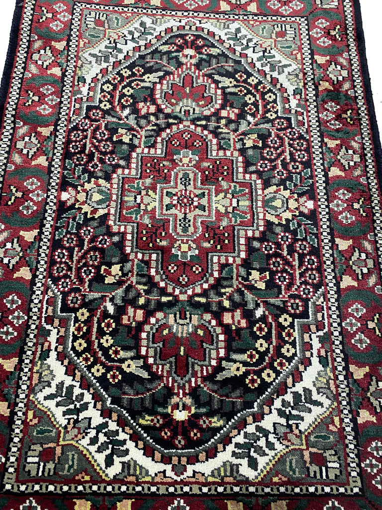 1.11 x 3  New Handmade Rug Black Bamboo Silk  #F-6870