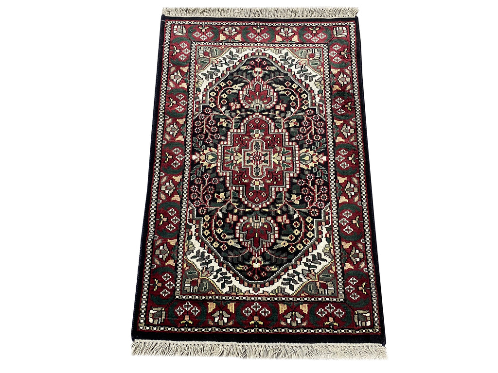 1.11 x 3  New Handmade Rug Black Bamboo Silk  #F-6870