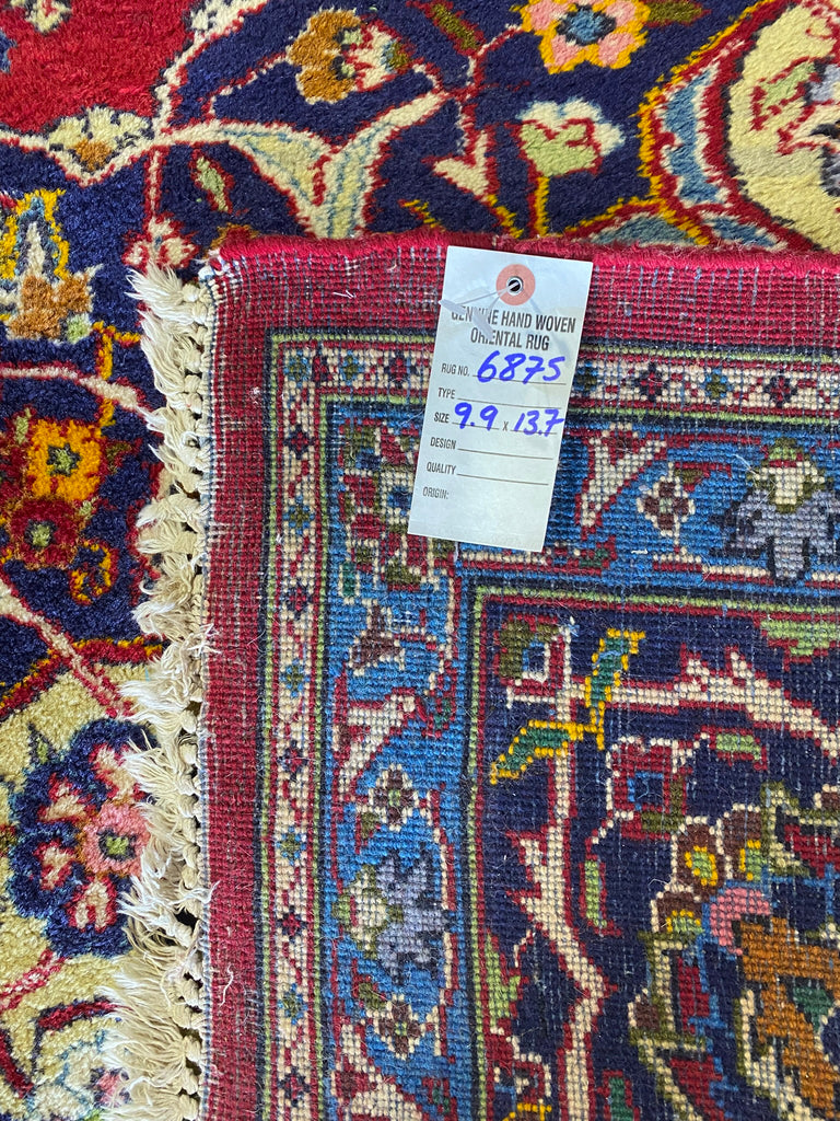 9.9 x 13.7  Authentic Persian Mashad Traditional Wool Rug  #F-6875