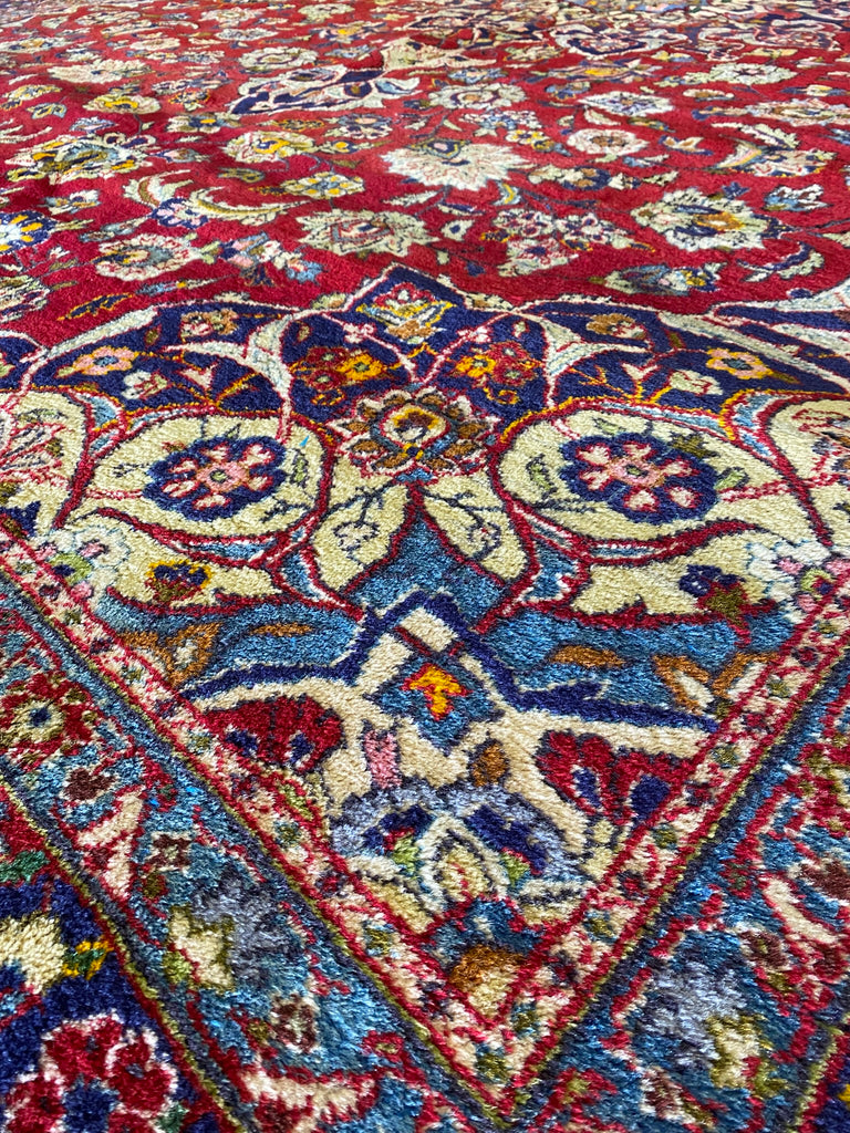 9.9 x 13.7  Authentic Persian Mashad Traditional Wool Rug  #F-6875