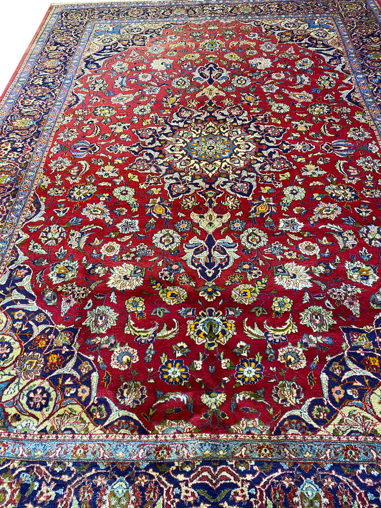 9.9 x 13.7  Authentic Persian Mashad Traditional Wool Rug  #F-6875