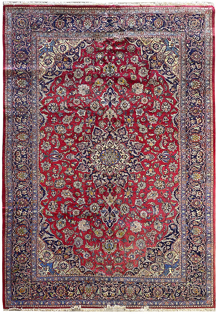9.9 x 13.7  Authentic Persian Mashad Traditional Wool Rug  #F-6875
