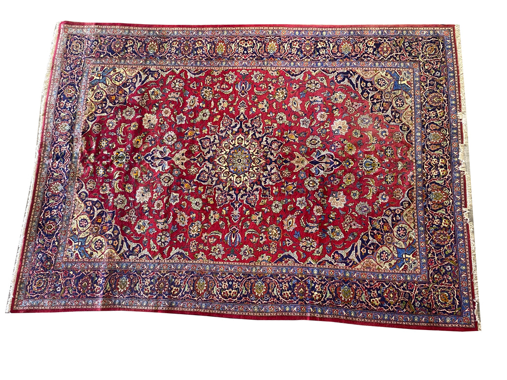 9.9 x 13.7  Authentic Persian Mashad Traditional Wool Rug  #F-6875