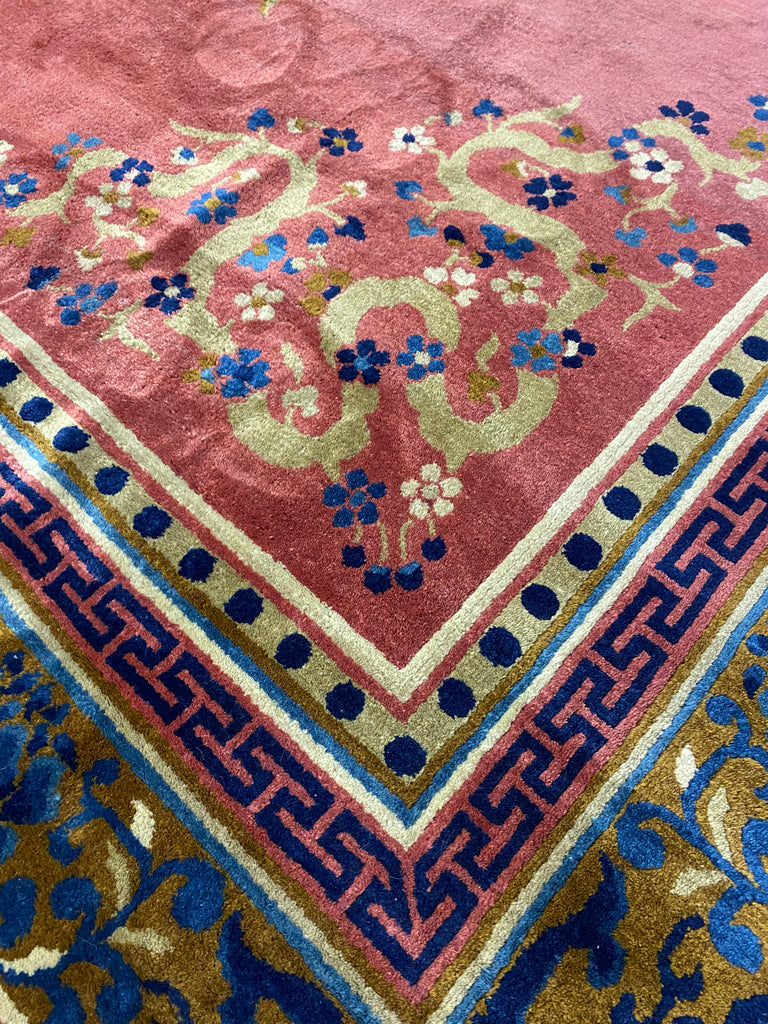 12.0 x 15.5 Art Deco Chinese Bejing Rug Excellent Antique Carpet #F-6876