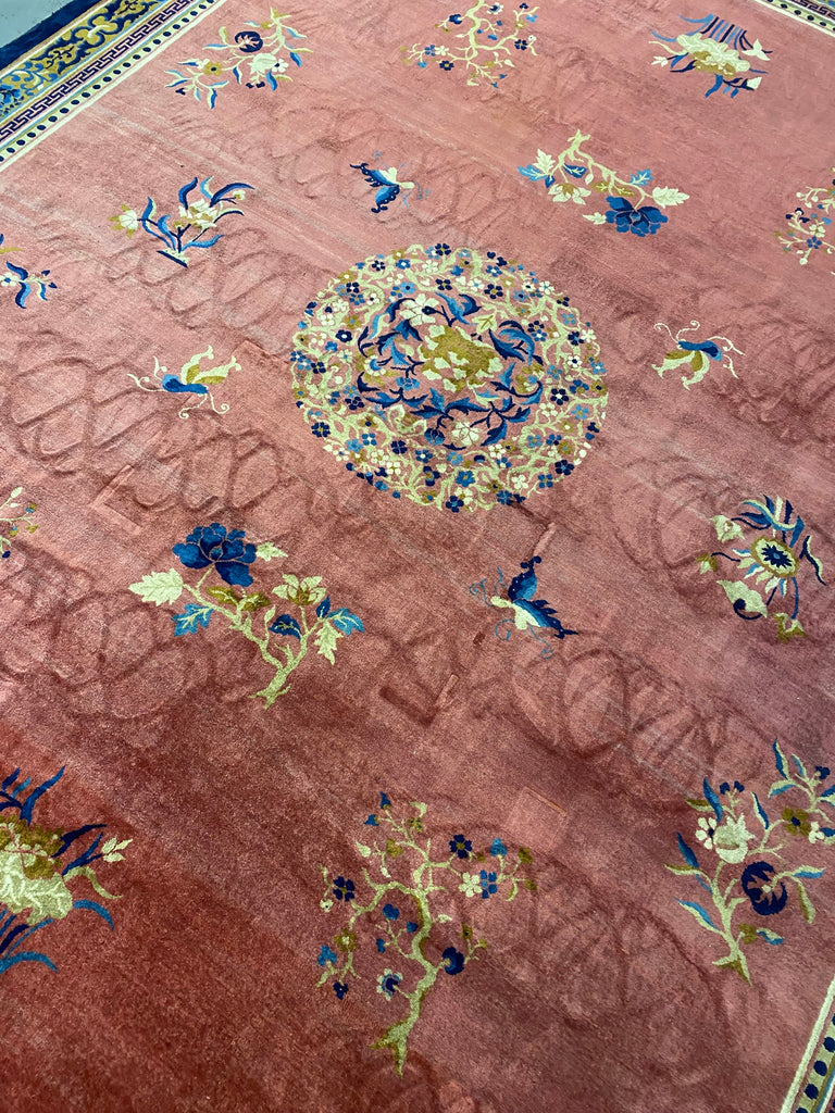 12.0 x 15.5 Art Deco Chinese Bejing Rug Excellent Antique Carpet #F-6876