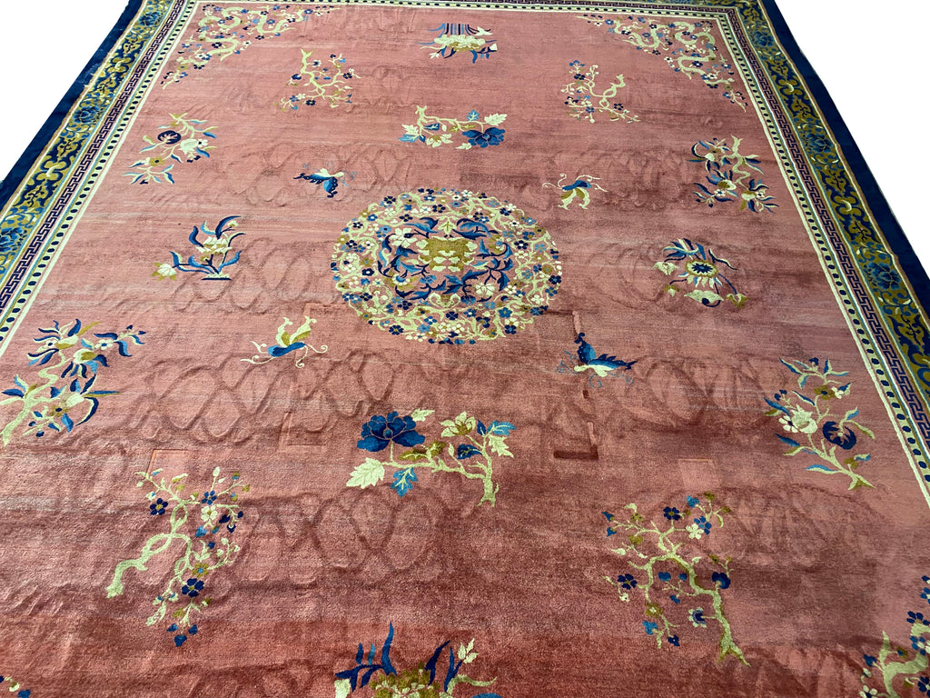 12.0 x 15.5 Art Deco Chinese Bejing Rug Excellent Antique Carpet #F-6876